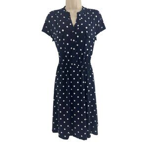 Roz & Ali Navy Blue White Polka Dot Print Sleeveless Dress Size 2X 18 20 Plus Sz